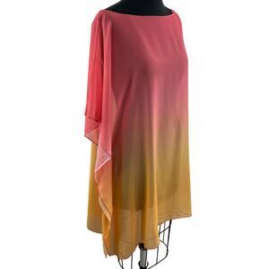 Seductive Wear Orange Yellow Tunic Blouse Top Boat Neck Cover Up Size M Medium